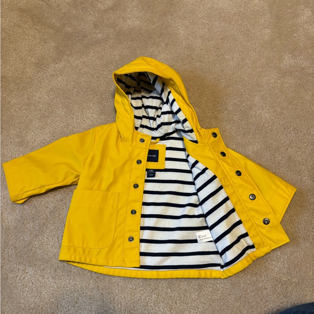 GAP Kids Yellow Raincoat with Striped Lining
